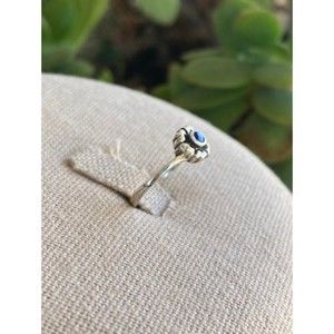 Sterling Silver Floral Blue Enamel Toe Ring Adjustable